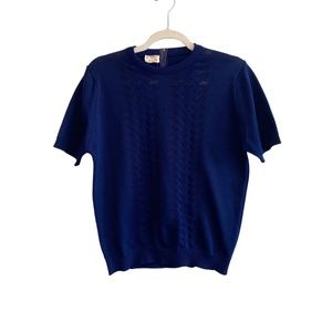 VINTAGE 60s Navy Polyester Shirt